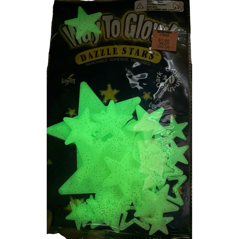 Way To Glow Dazzle Stars 30 Count Glow in the Dark Glitter Room Decor 2001